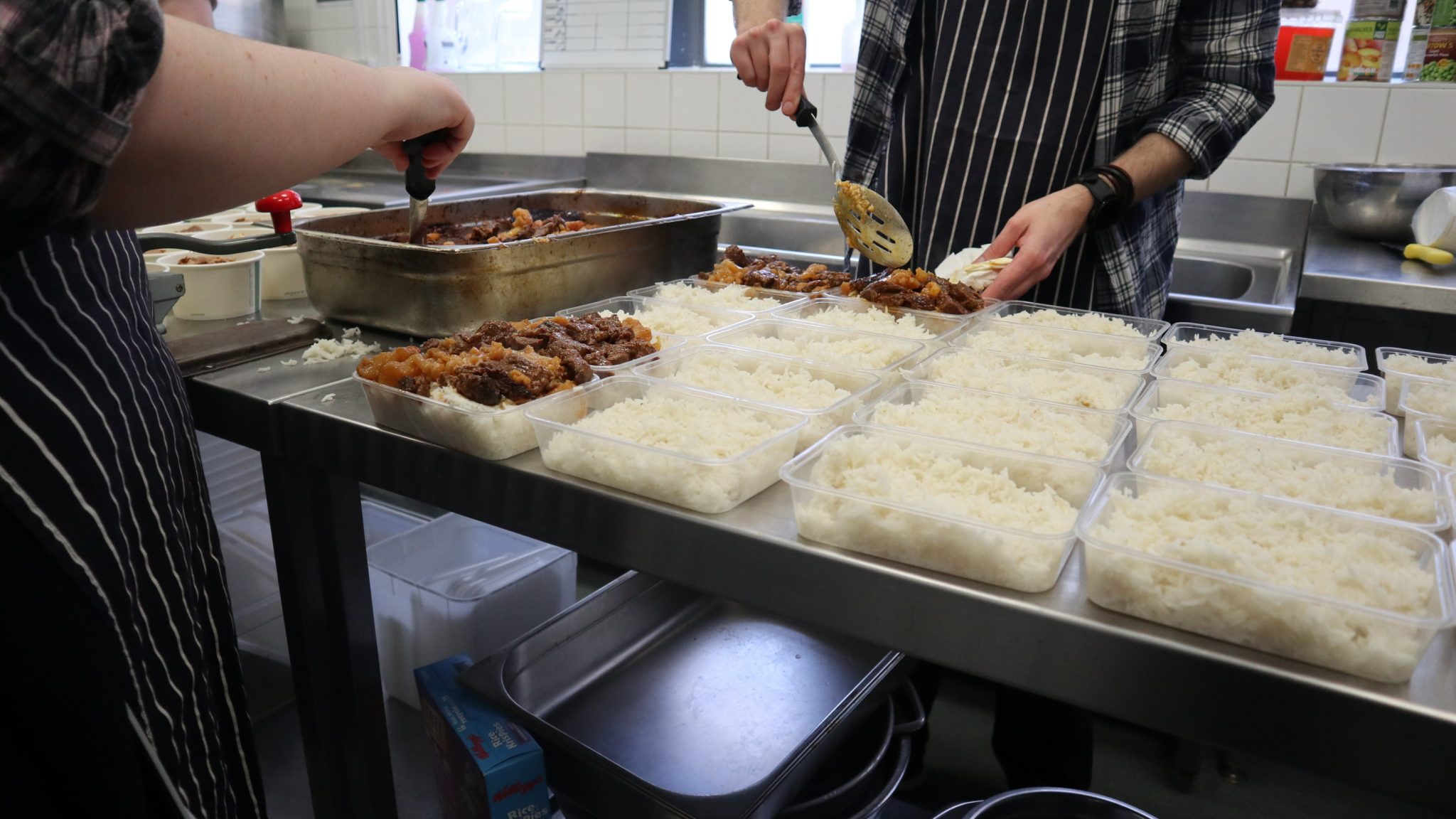 Food being prepared in the Providence Row day centre kitchen off Brick Lane